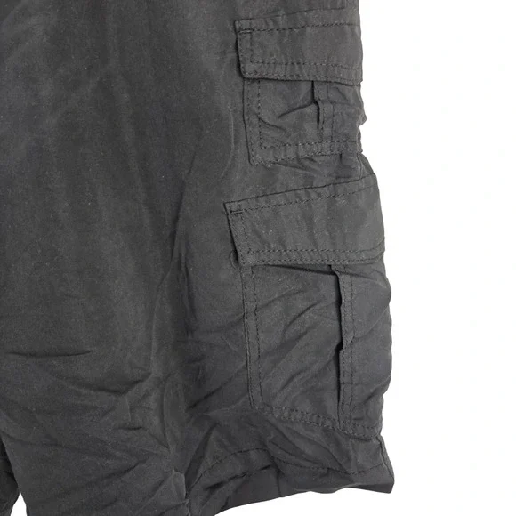 Plugg Black Mid Rise Flat Front Utility Hiking Outdoor Men's Cargo Shorts 38 - Picture 3 of 6